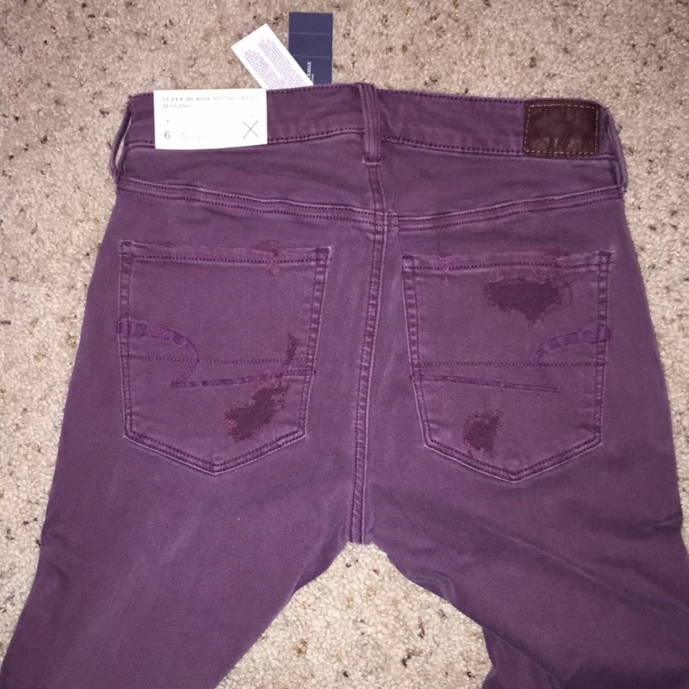 AE Purple Ripped High Rise Jeggings - Picture 3 of 4